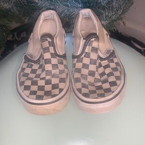 Vans Kids Checkered Slip-On Sneakers - Black and Cream